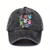 Cute Easter Bunny Floral Print Baseball Cap Spring Festival Adjustable Distressed Cotton Dad Hat Casual Unisex