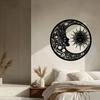 Wrought Iron Sun Moon Wall Art, Handmade Metal Decor for Living Room Bedroom Garden Gate Fence