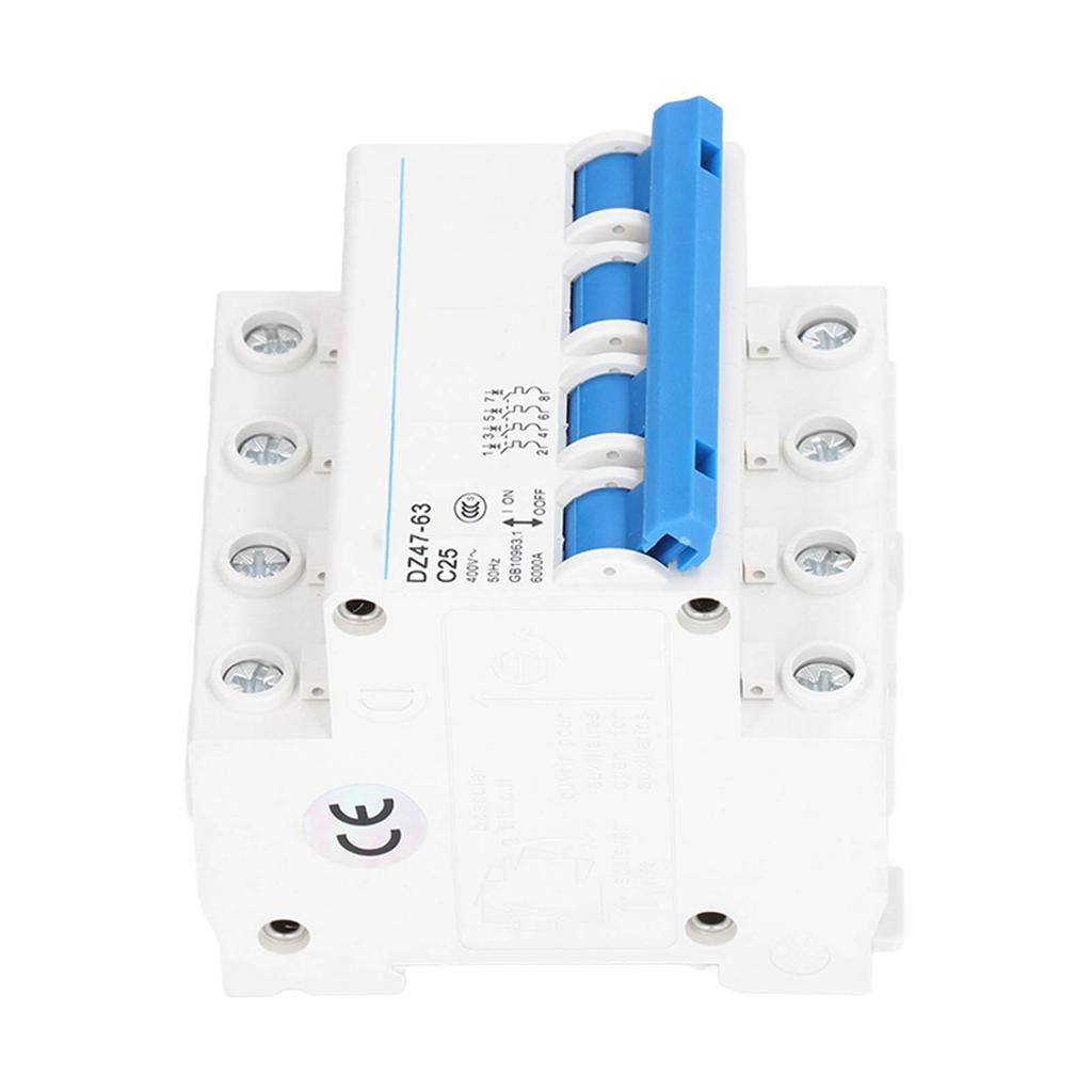 Miniature Circuit Breaker 4P Residual Current Isolator DIN Rail Mount AC 400V 25A