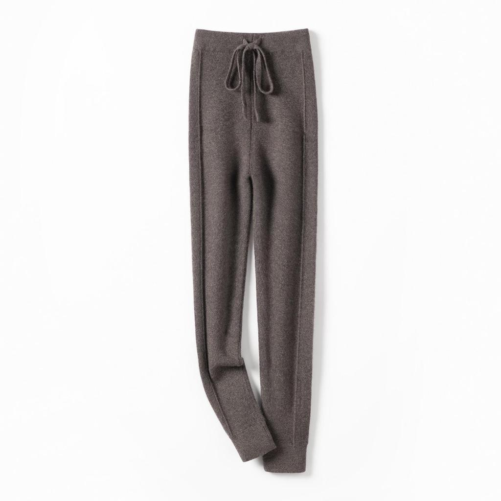 High-Waisted Cashmere Knit Leggings: Soft, Ribbed, Tummy Control, Warm, Slimming, for Autumn and Winter