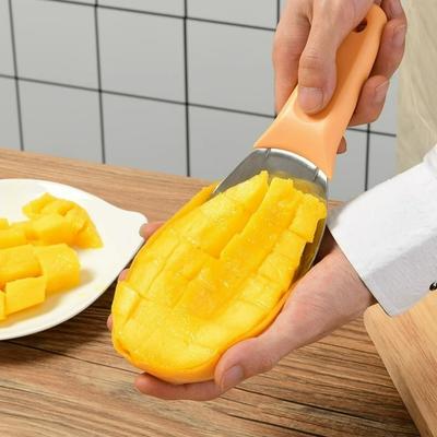 Mango Slicer,Peeler, Corer,Five In One Multifunctional Fruit Tool, Stainless Steel Spoon with Cutting Blade, Easy To Remove Meat