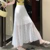 French Style White Lace Fish Tail Midi Skirt for Women - Summer High-Waist Drape A-Line Bodycon Long Skirt