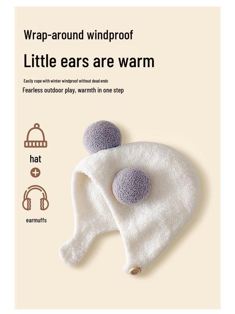 Jingqi Newborn Ear Protection Hat: Cute, Warm, Knitted Plush for Boys & Girls (Autumn/Winter)