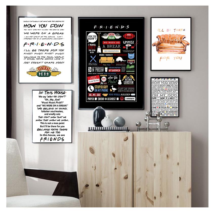 

Классические плакаты с цитатами и принты Quadros, настенная картина для гостиной, домашний декор, ТВ-шоу «Друзья Куадрос», холст, живопись