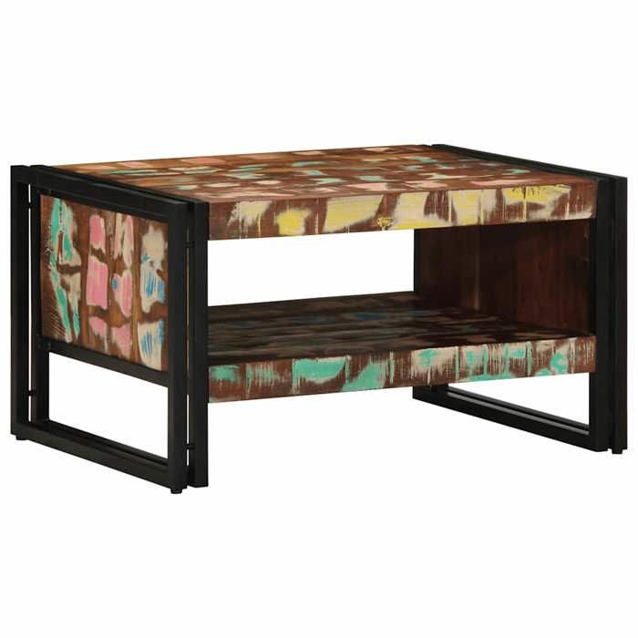 VidaXL Table basse multicolore 70x50x38 cm bois de récupération massif, table latérale, table de salon, table d'accent, bout 4102711