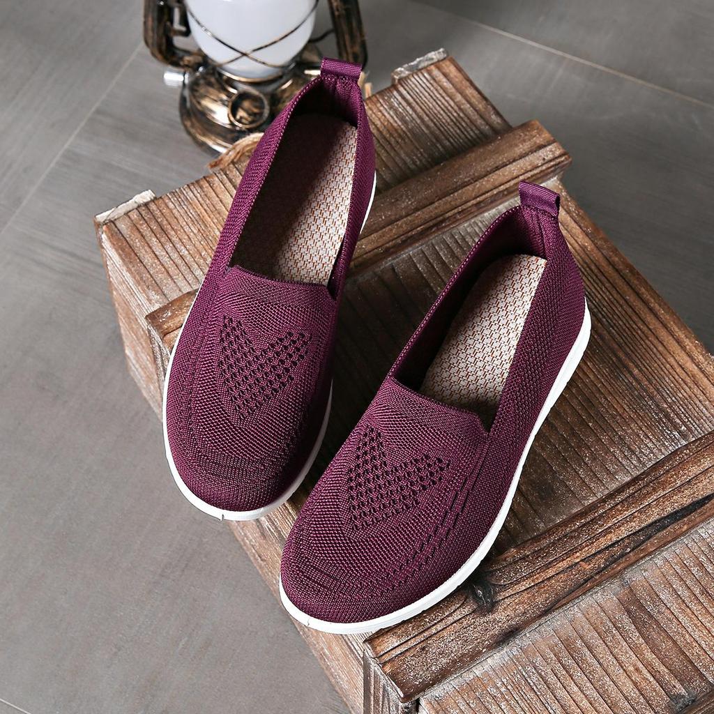 Breathable Slip-On Flat Casual Shoes ,Knitted Sports Sneakers, Women Shoes