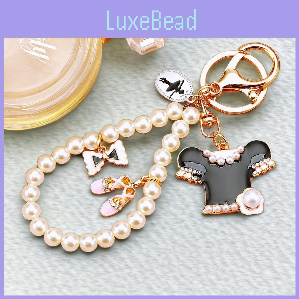 Elegant Pearl And Crystal Butterfly Bow Keychain Cute Zinc Alloy Car Accessory Gift