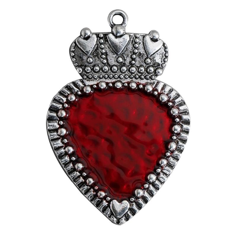 Gothic Heart Shape Pendant Vintage Alloy Jewelry Charm Jewelry Findings for DIY Necklace Earrings Making Accessory