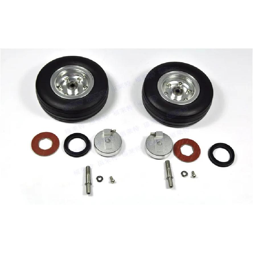 1 Set Of 3.5" Left and Right High Quality RC Rubber Wheel With Brake Axle For Airplane Viper Brake System