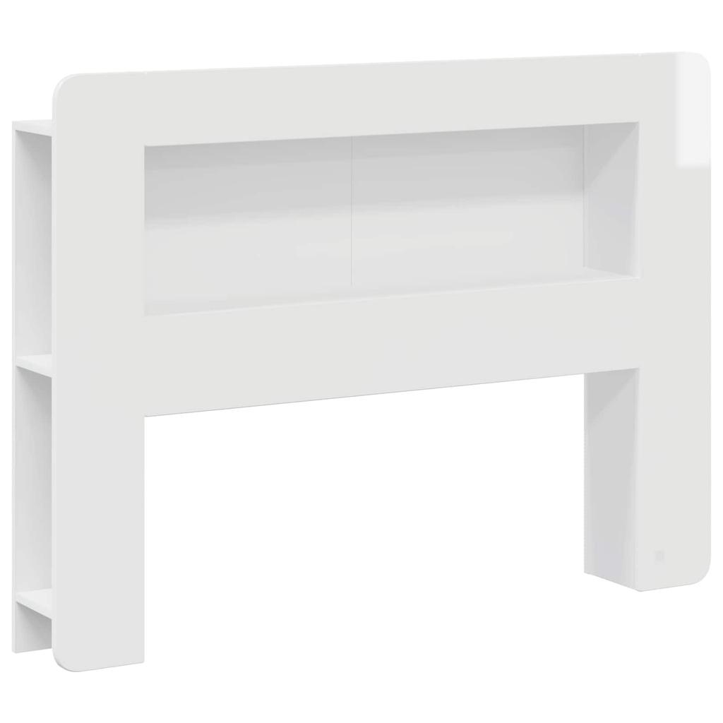 Headboard Cabinet with Storage High Gloss White Particleboard
