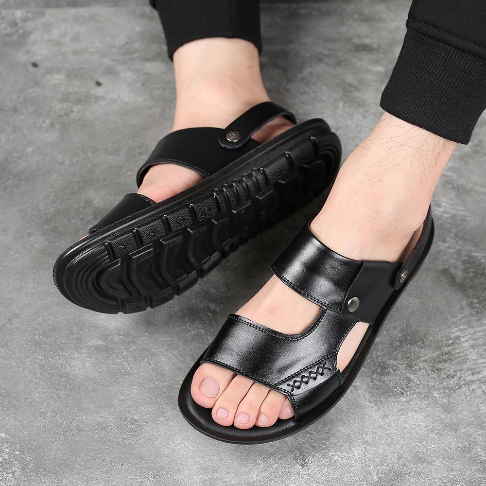 Men's Sandals Summer Leather Soft-soled Non-slip Beach Shoes 2025 New Large Size 46 Casual Wear 47 Cool Slippers