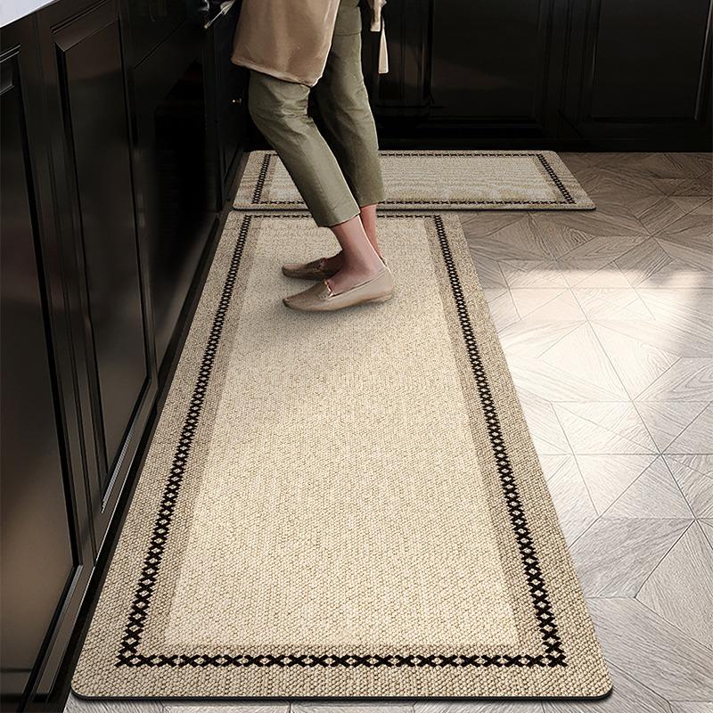 Kitchen Floor Mat Non-slip Waterproof Oil-proof Carpet Irregular Minimalist Line Texture Rug Home Decoration Foot Mats