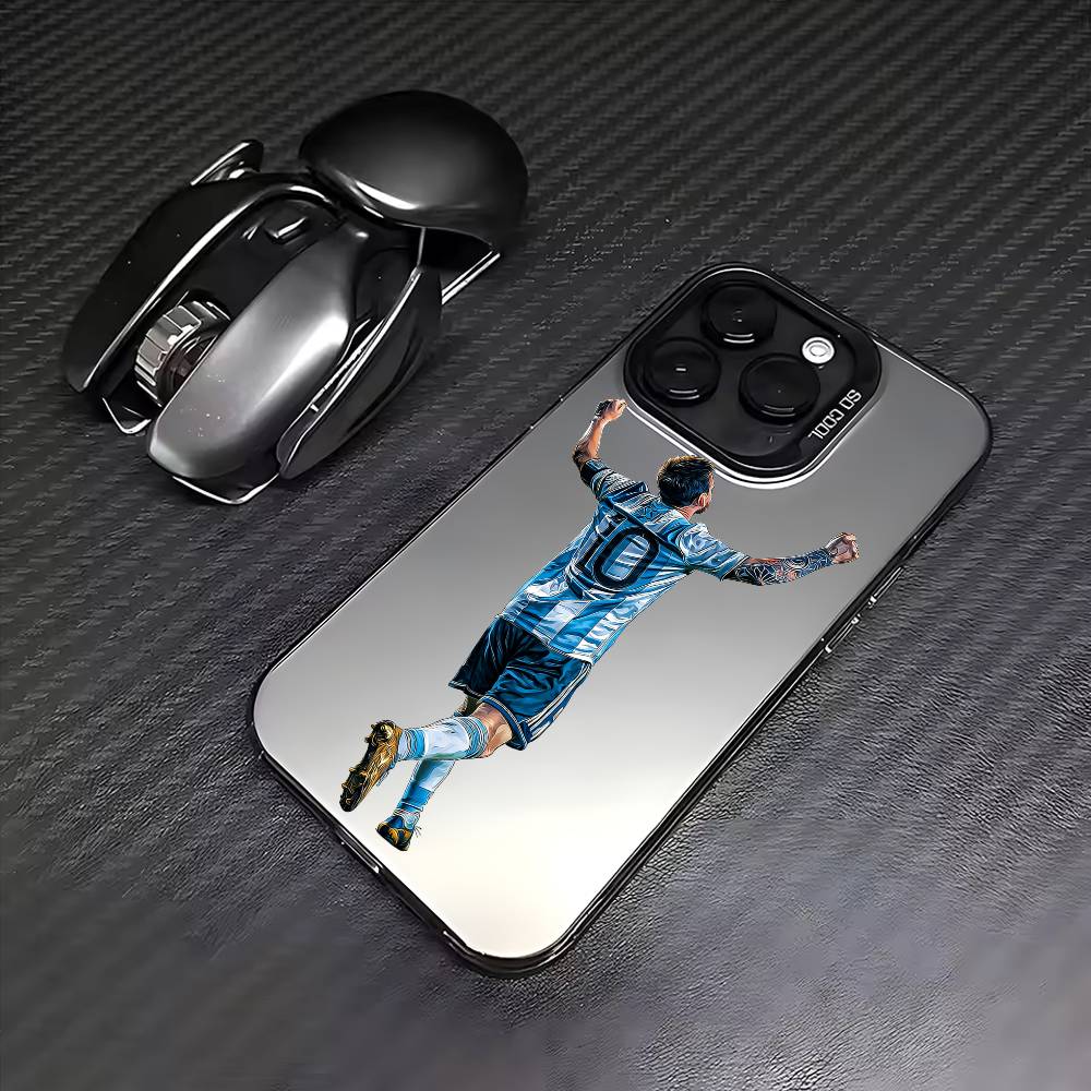 L-Leo M-Messi LIONEL Phone Case For iPhone 17, 16,15,14,13,12,11 Plus,Pro Max, Colorful Silver Funda Cover
