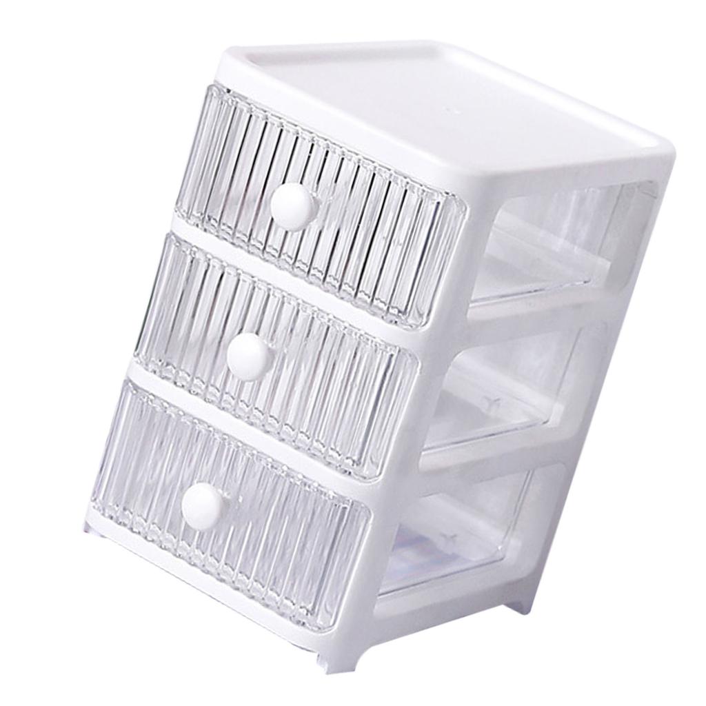 Desktop Storage Box with Drawers Multi Layers Transparent Multifunctional Stackable Desk Organizer