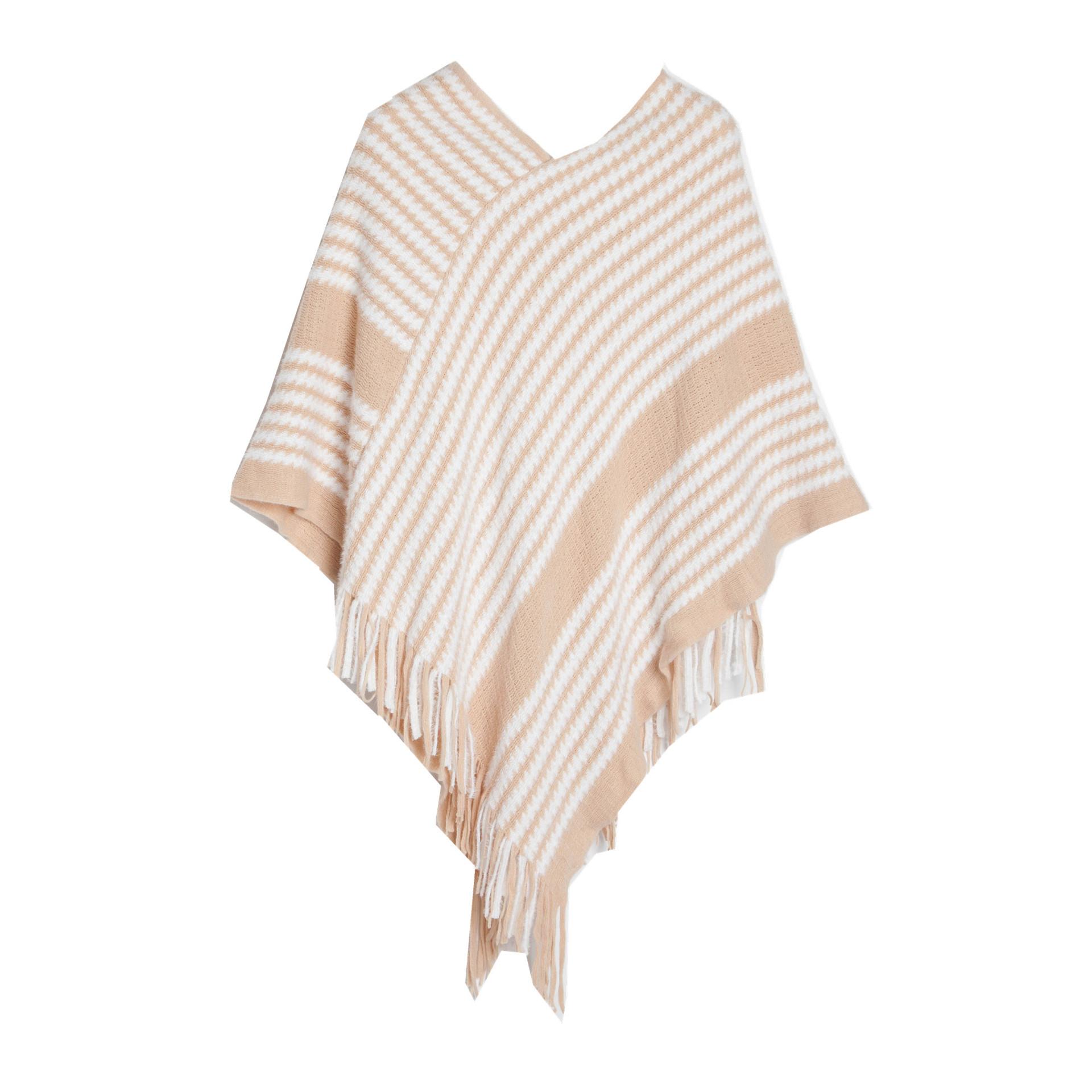 Women S Striped Batwing Knit Cape Poncho Autumn Winter OneSize