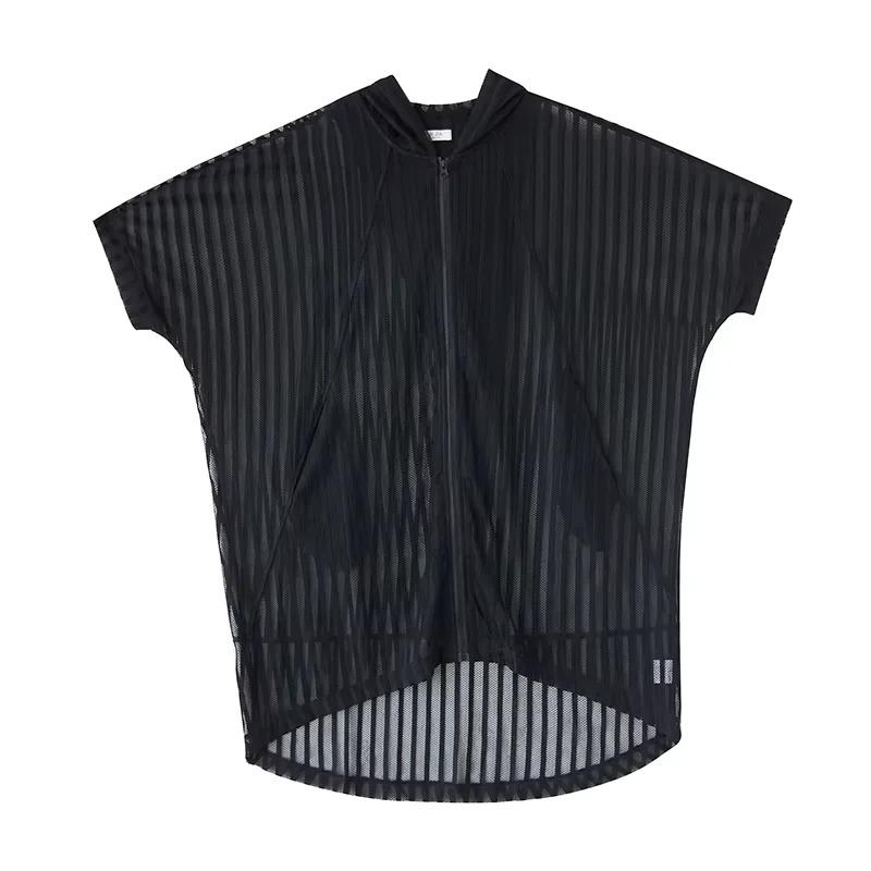 

XITAO Hooded Zipper Half Sleeve Dress ZMY1182 One Size чёрный