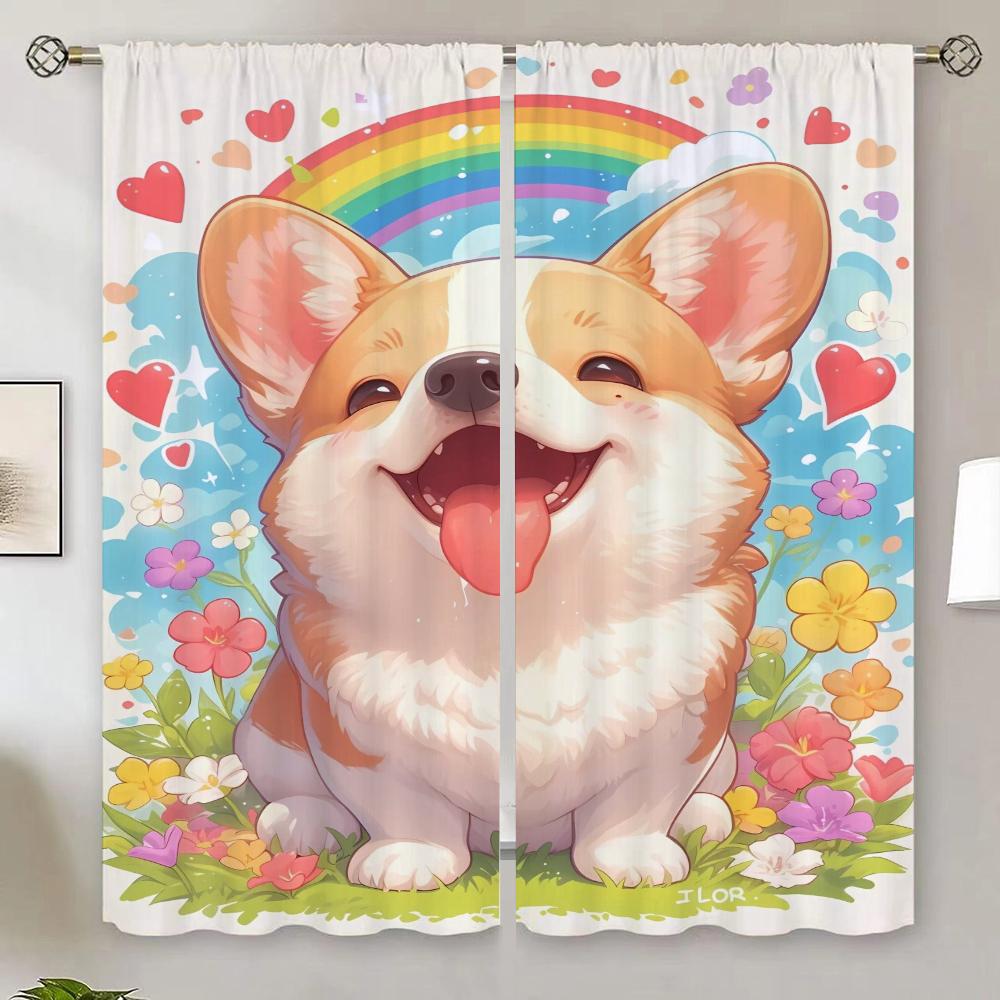 Corgi Shower Curtain for Quarto Curtains in the Living Room Decoration Home and Decoration Blackout Bedroom Curtains 100% Blind