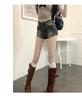 Retro High-Waisted Distressed Denim Shorts for Women - Petite Stretchy Summer Style