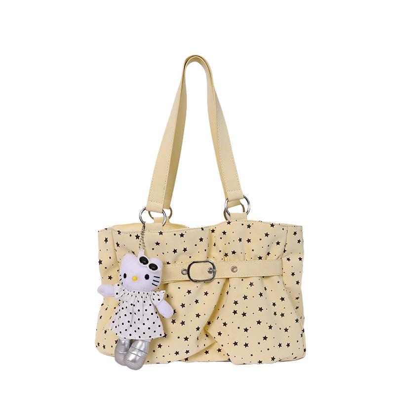 Ruffled Small Clean Minimalist Handbag, Stylish Crossbody Bag, Office Bag