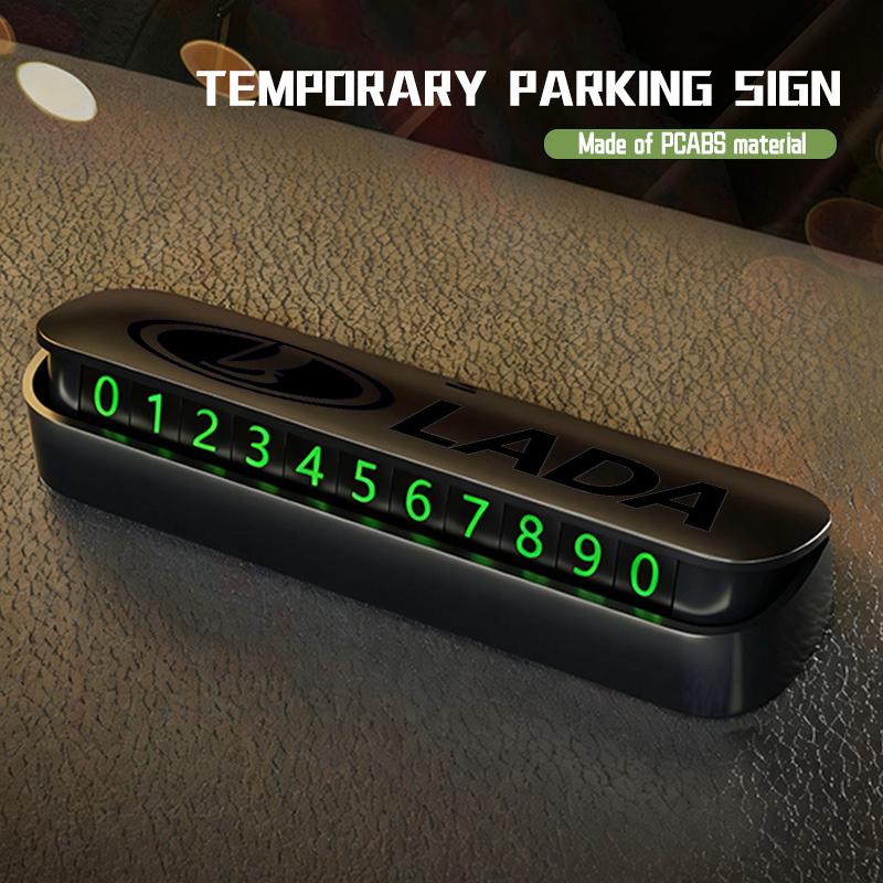 Car Temporary Parking Card Phone Number Plate Accessories For Lada Samara Niva Vesta Granta Riva Priora 4x4 Urban hsp1