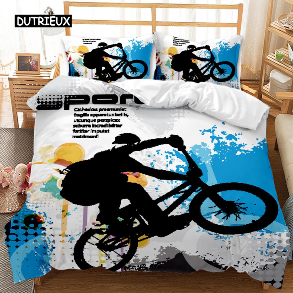 Motorrad Bettbezug, Motocross Fahrer Jugendliche Rennen Motorrad Dirtbike Motorrad Fahrzeuge Extremsportarten Bettbezug