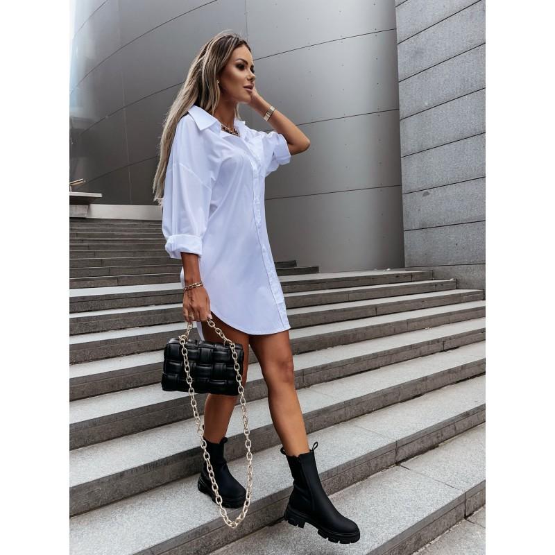 Camicia da Donna a Manica Lunga con Scollo a V, Vestibilità Larga, Bottoni, Colore Unico, Casual Elegante, Abbigliamento da Ufficio