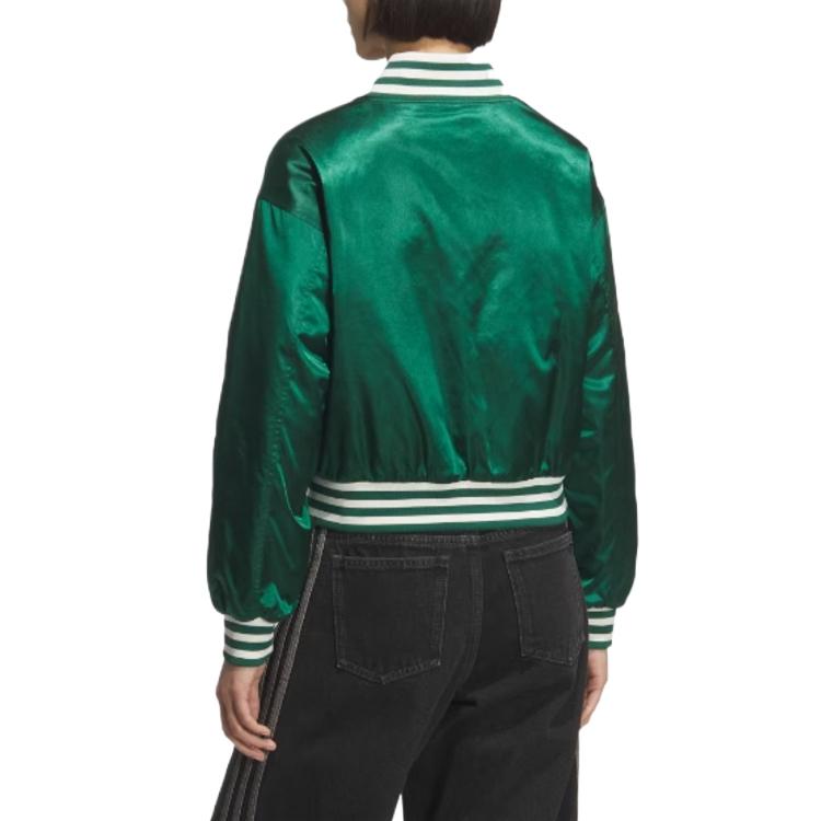 adidas Originals Comfortable Long Sleeve Baseball Collar Jacket Women Jackets Dark-Green KC5814