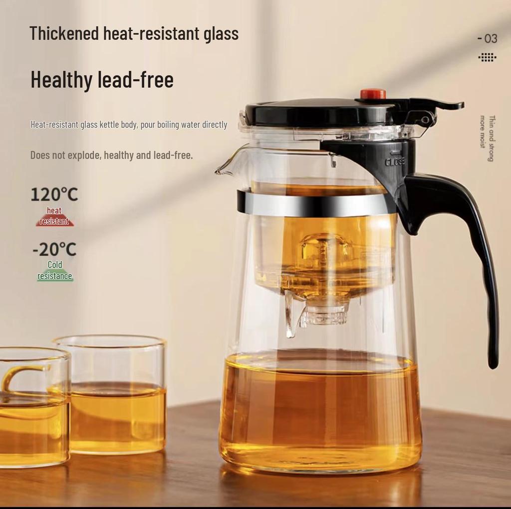 Elegant High-Temperature Resistant Glass Teapot with Lid and Tea Filter for Brewing Floral Teas