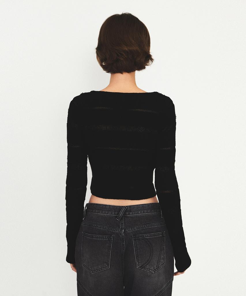 Daiaegeuneol Stripe Diagonal Button Knit (Black)