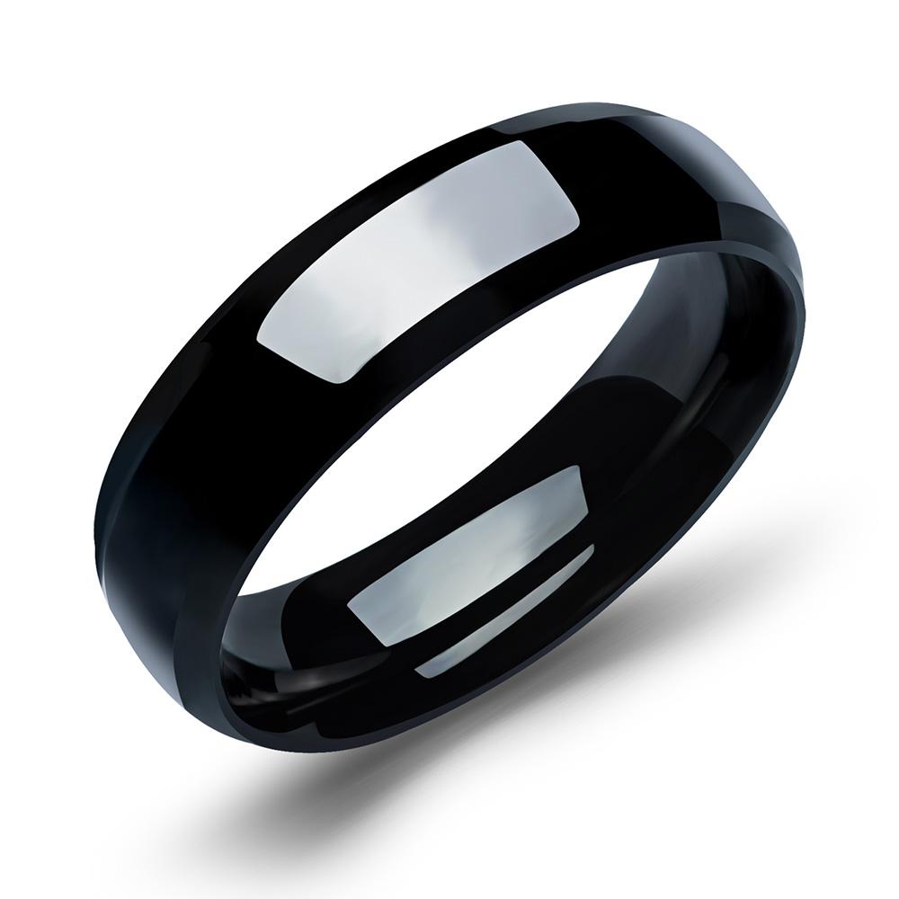 JeeMango Trendy Stainless Steel Couple Ring Classical Black Gun Plated Men Women Jewelry Minimalist Finger Rings OGJ479H