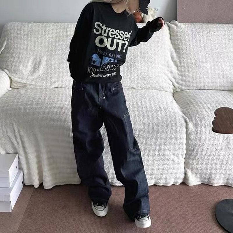 Womens Casual Letter Print Long Sleeve Crew Neck Sweatshirt