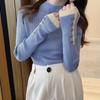 Women's Stylish High Neck Knitted Sweater - Slim Fit, Versatile Black Top for Spring/Autumn 2025