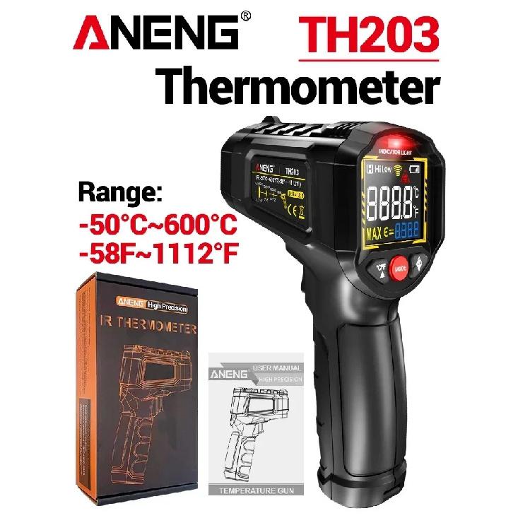 Infrared Thermometer -50~600℃ Digital Temperature Meter Non-contact Pyrometer Tester IR Hygrometer Industrial Tool ANENG TH203