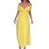 European and American sexy women's clothing new sexy sleeveless bow slim yellow dress