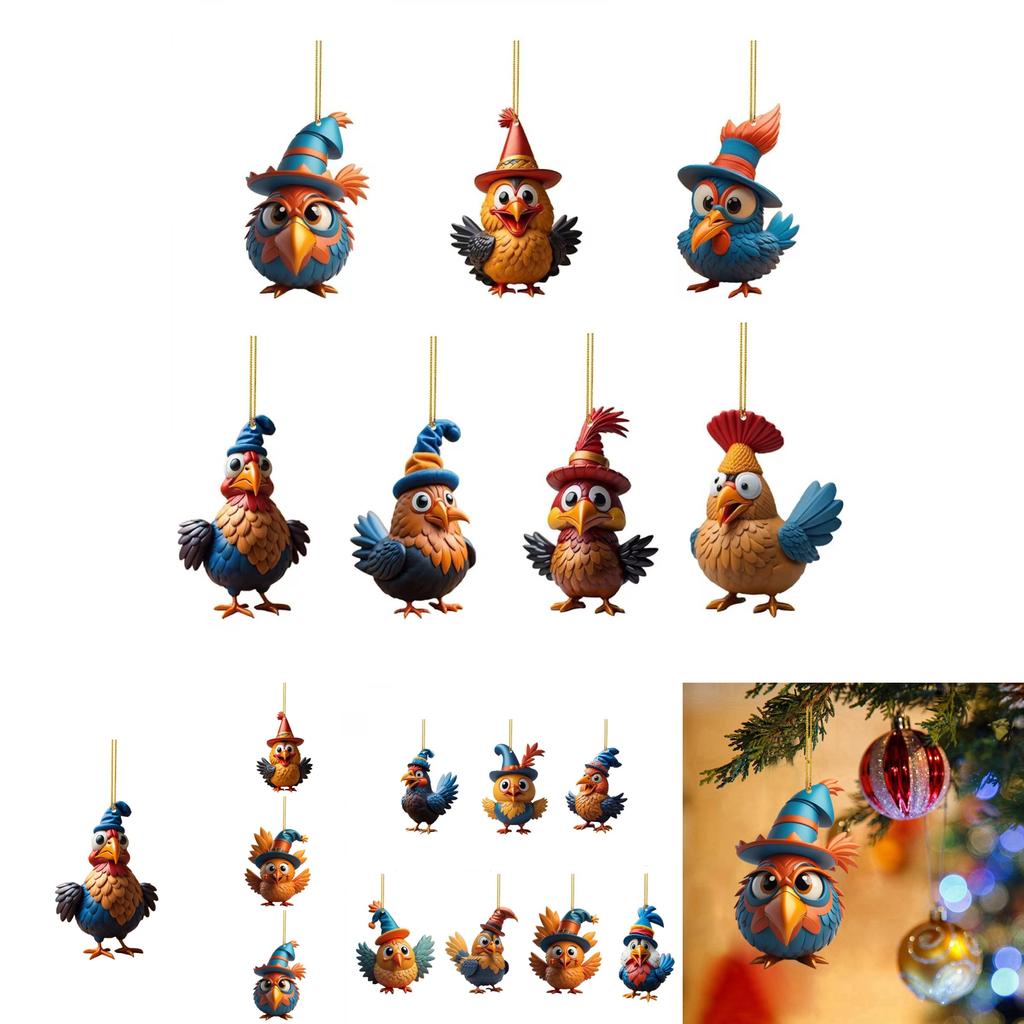 Colorful Acrylic Turkey Car Ornament Festive Christmas Tree Decoration For Home