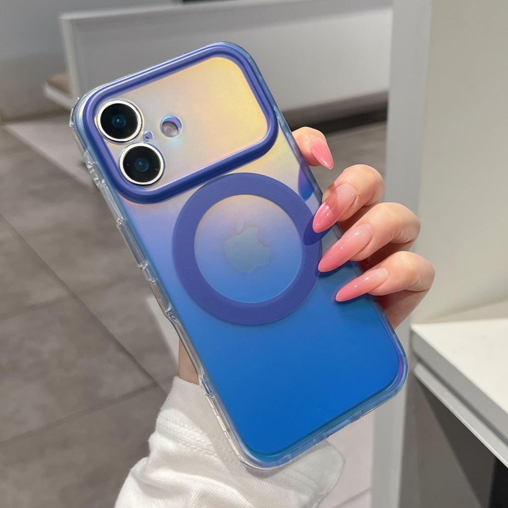 Colorful Aurora Large Window Magnetic Case for iPhone 14/15/16/17 Pro Max