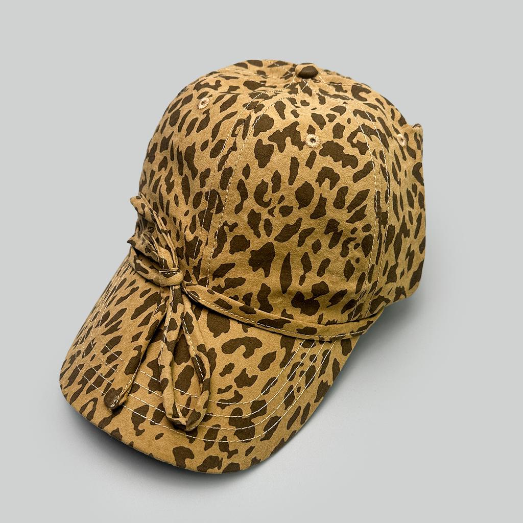 Spring And Summer Retro Leopard Print Bow Baseball Cap Women'S Sunshade Personality Niche Versatile Cap