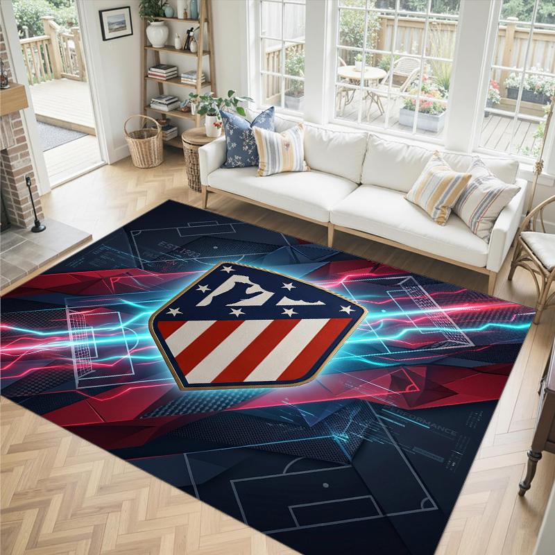 Atletico Madrid Design Crystal Velvet Carpet Cozy Non?Slip Printed Rug For Bedroom Living Room Entrance