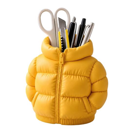 Rainbow Down Coat Pen Holder, 3D Printed Puffer Jacket Desk Organizer, Creative Storage for Stationery And Brushes