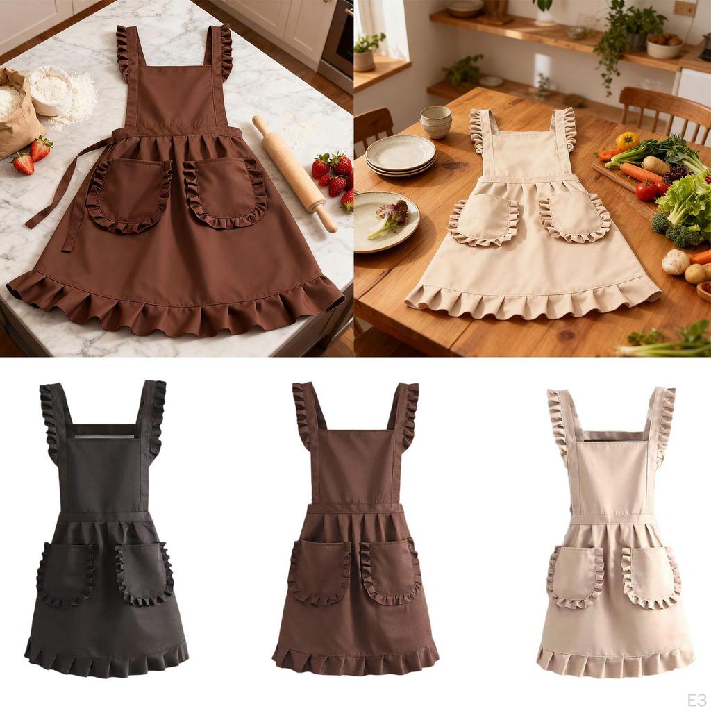 Adjustable Retro Ruffled Apron for Cooking, Housework, And Women's Activities; Ideal Cafes