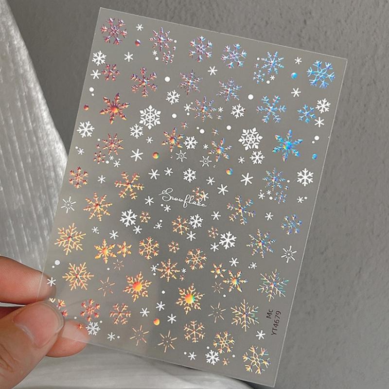 3D Christmas Nail Stickers - Festive Tree, Snowflake & Bow Embossed Designs for Holiday Nail Art, Easy Application