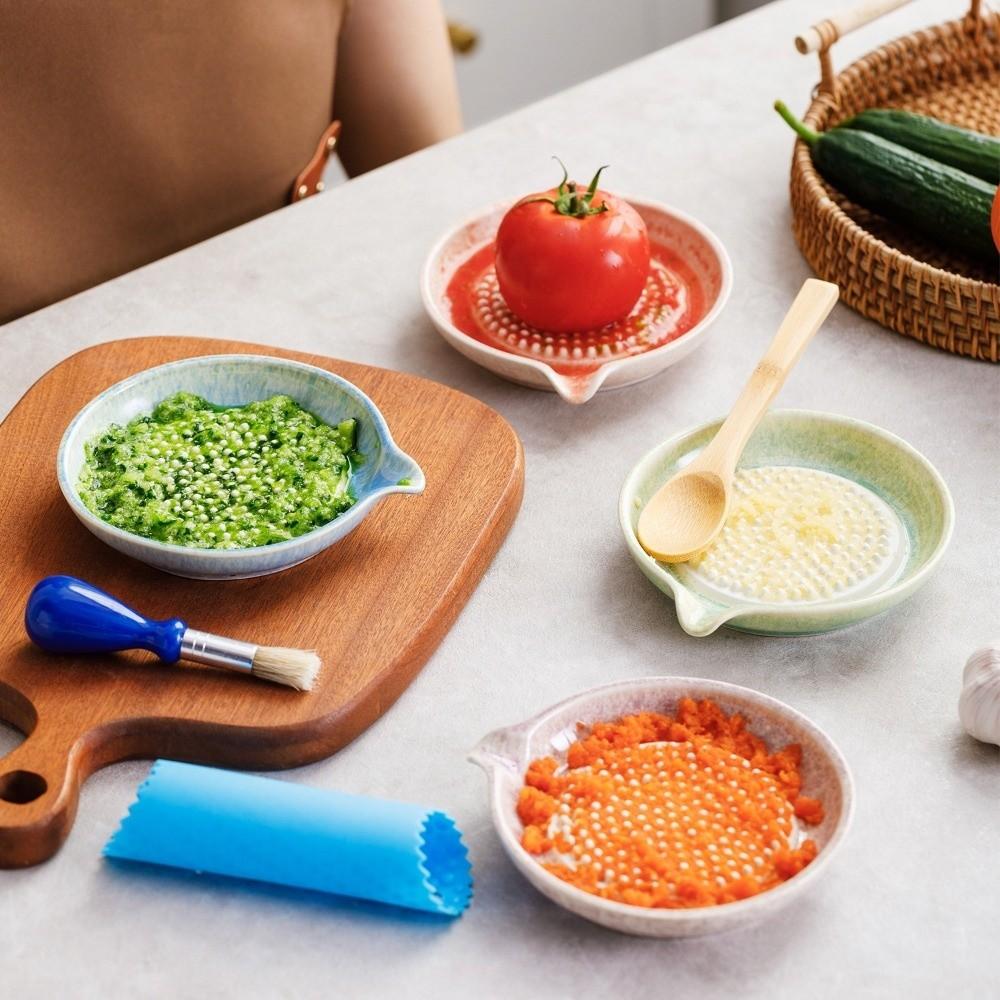 2-in-1 Ceramic Garlic Grater Handheld Garlic Paste Maker Reusable Wasabi Grinder Tool  Meal Prep