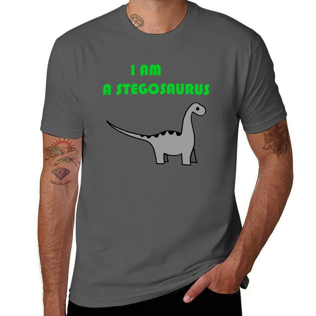STEGOSAURUS T-Shirt Men T Shirt Cotton 100% T Shirt Custom Print T Shirts for Man Graphic Vintage T-Shirt