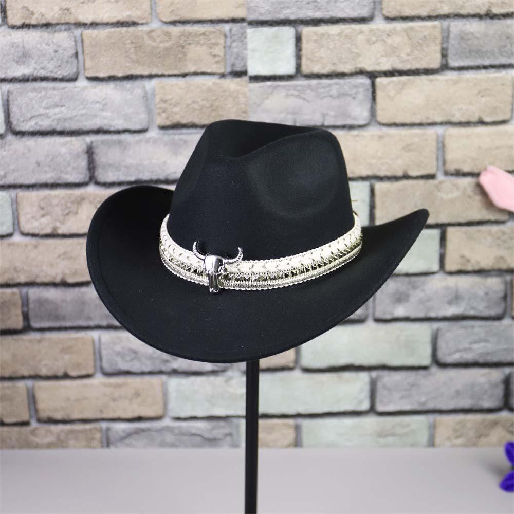 Wollene Western-Cowboy-Kappe Atmungsaktiver tibetischer Hut Coole Sonnenschutz-Ritterkappe Herren