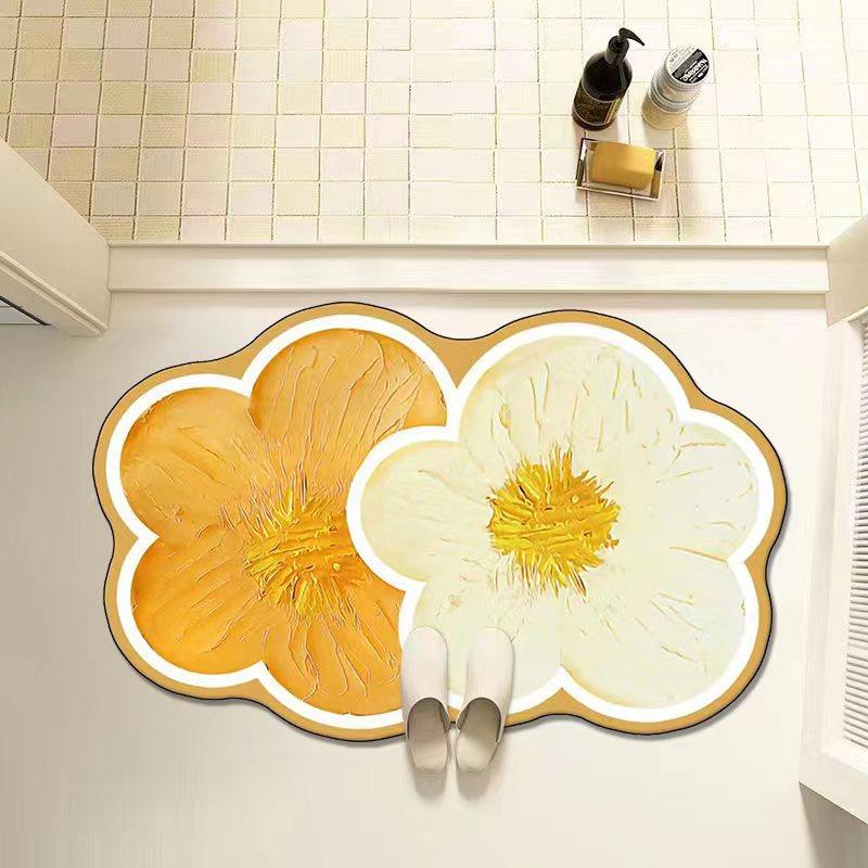 

Creative Diatom Mud Mat Odd Shape Flower Moisture-wicking Carpet Restroom Non-slip Flower Foot Mat Entry Doorway Mat 40*60cm