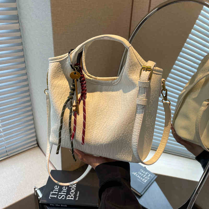 Brown PU Leather Bucket Handbags Women Autumn Fashion Hasp Design Crossbody Bags Lady Daily Commuter Shoulder Bag