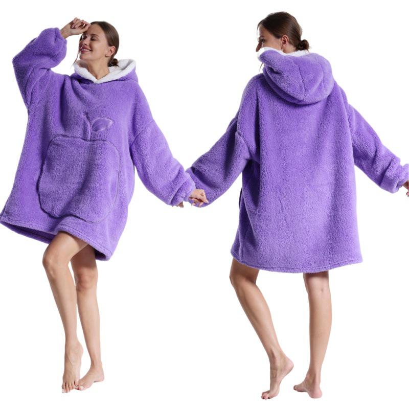 Cozy Hooded TV Blanket - Outdoor & Indoor Cold-Proof, Thick, Solid Color, Long Sleeves, Couples' Wear