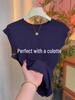 Women's 2025 Korean Style Round Neck Cap Sleeve Loose Slimming T-shirt