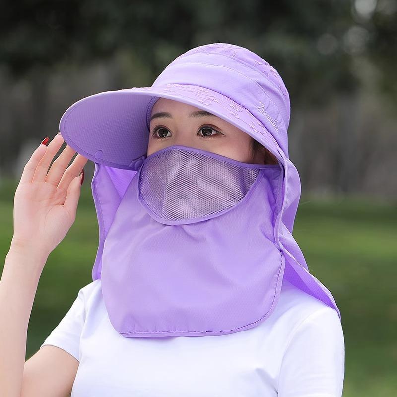 

Літні шапки для жінок сонцезахисний капелюх вишита квітка шия обличчя захист маска сонцезахисний крем сонцезахисний капелюх широкий козирок рибальська шапка рибальський капелюх 56-59cm світло-фіолетового кольору