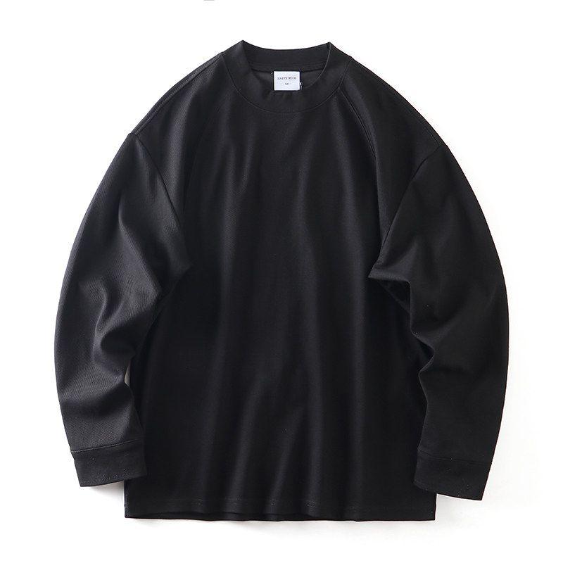 American Retro Heavy Weight Stiff Heavy Weight Small Neckline Sweatshirt Men s Autumn and Winter Export Men s Clothing Pullover Knitting Outwear Black L
